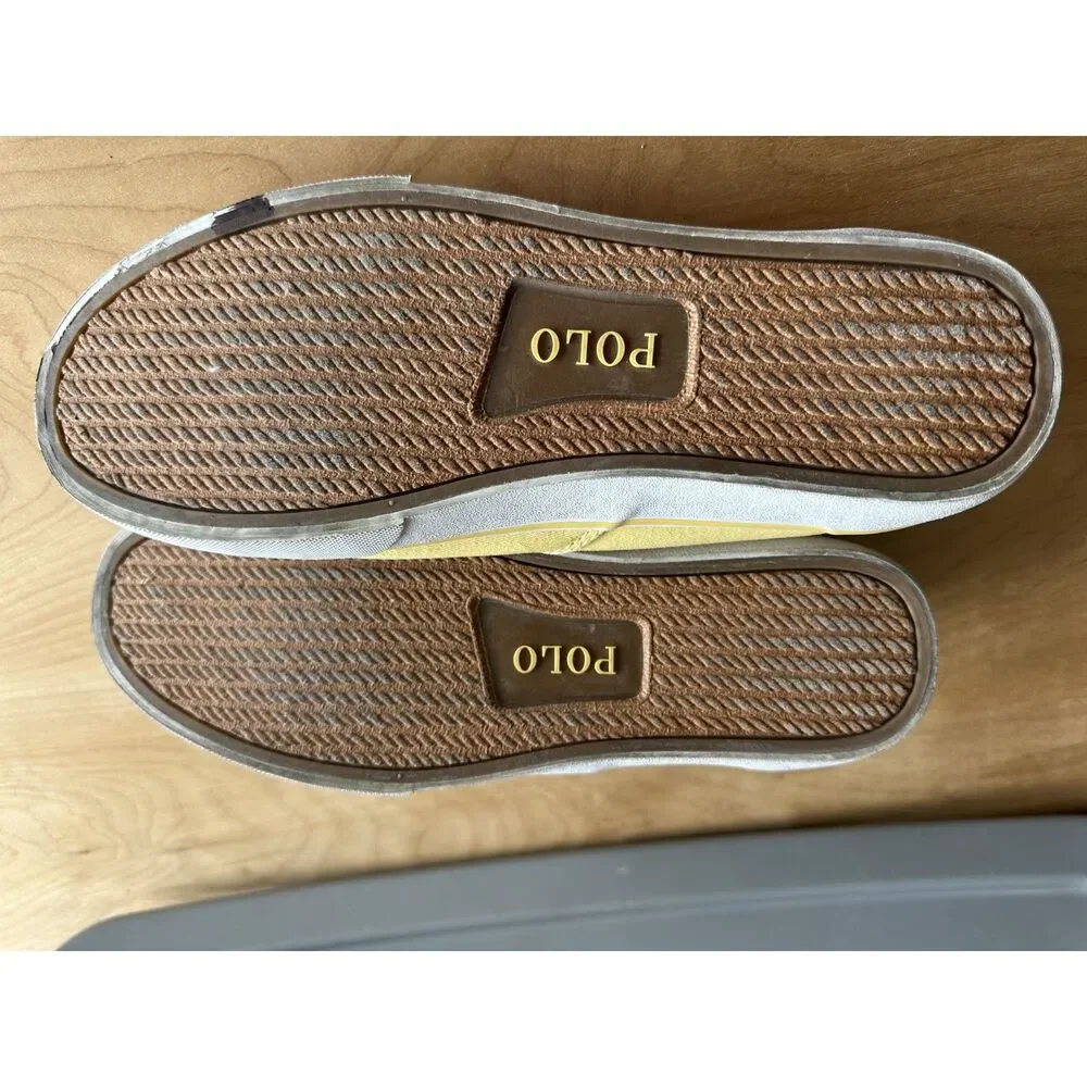 Polo Ralph Lauren Thorton Men’s 9.5D Yellow Washed Twill Canvas Sneakers
